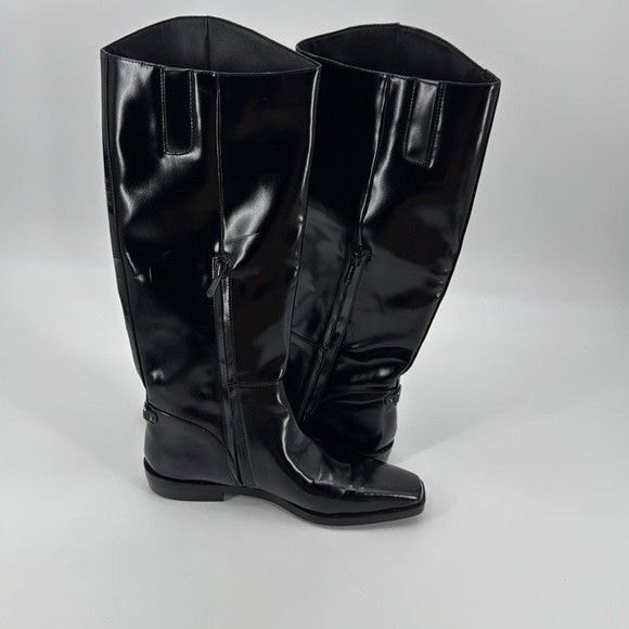 Sam Edelman Black Heeled Cesar Wide Calf Riding Boots Size 9 - Picture 6 of 13